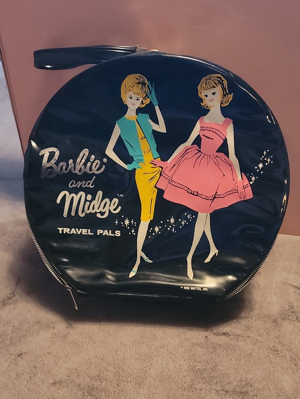 Vintage 1963 Mattel Barbie and Midge Travel Pals Zip Carry Case With Handle
